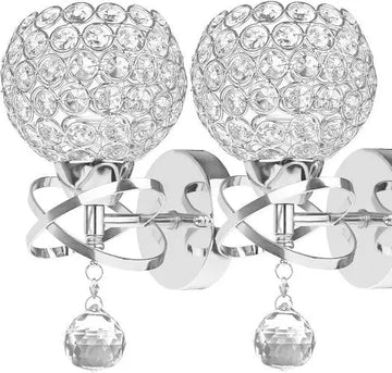 Jorunhe Modern Style Crystal Pendant Light Bedroom Hallway Living Room Wall Lamp Holder E14 Socket Set of 2 jorunhe.com